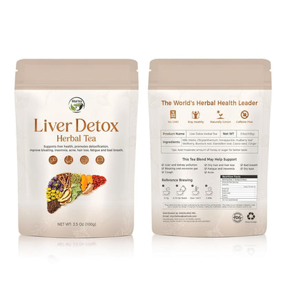 Vital Tea Liver Detox Herbal Tea, Liver Cleanse Detox Tea Blend with Milk Thistle, Dandelion Root, Chrysanthemum Natural Loose Leaf Tea for Liver Health, Caffeine-Free