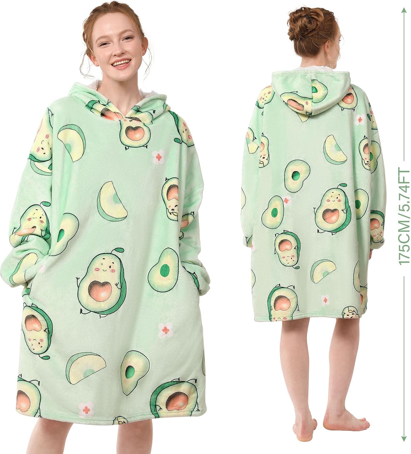 LetsFunny Blanket Hoodie,Oversized Wearable Sherpa Fleece Blanket Sweatshirt,Super Soft Warm Cozy with Giant Pocket,Gifts for Women Men Adults Teenagers, One Size Fits All