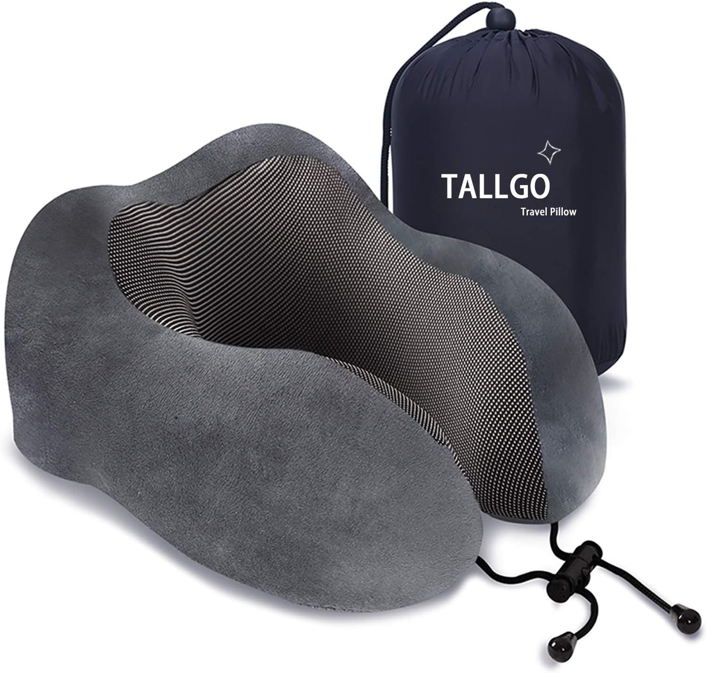 TALLGO Travel Pillow, Best Memory Foam Neck Pillow Head Support Soft Pillow for Sleeping Rest, Airplane Car & Home Use (Black)