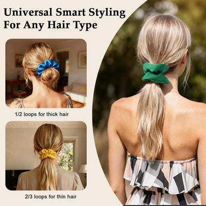 Satin Scrunchies for Women – 8PCS Blush & Brown Silk Hair Ties Set – No Crease, Frizz-Free, Gentle Elastic Hair Bands, Soft & Stylish Everyday Hair Accessories Gifts