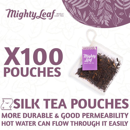 Mighty Leaf Organic Earl Grey Tea – 100 Count Whole Leaf Tea Pouches – Black Tea with Bergamot – Premium Caffeinated Tea Bags – USDA Organic Certified