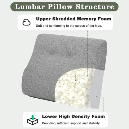 baibu Lumbar Support Pillow for Recliner, Large Memory Foam Dual-Layer Patent Design Back Support Cushion for Sofa & Gaming Chair, Ergonomic Lumbar Pillow with Machine Washable Cover, Brown