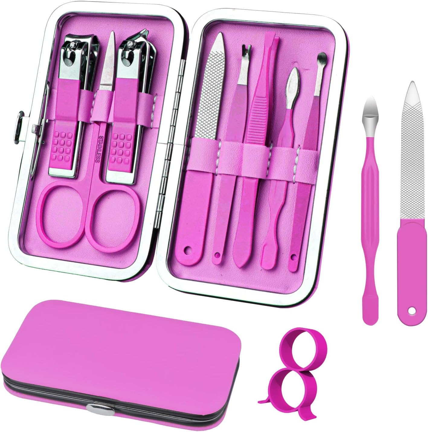 Manicure Set 8 in 1 Nail Clipper Set,RedFlow Nail Clippers,Fingernail & Toenail Clippers,Manicure Tools,Pedicure Tools,Suitable for Travel Manicure Kit,Nail Set Kit with Everything Profe (Blue)