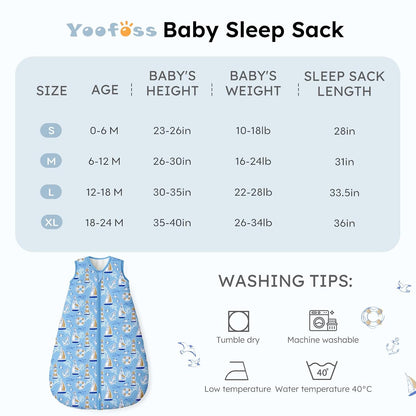 Yoofoss Baby Sleep Sack Baby Wearable Blanket 100% Cotton 2-Way Zipper Toddler Sleeping Sack