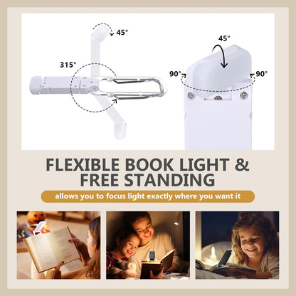 Retisee 20 Pack USB Rechargeable Book Light for Reading in Bed Foldable Clip on LED Booklight 3 Amber Colors &2 Brightness Dimmable Long Lasting Portable Bookmark Lamp for Book Lovers
