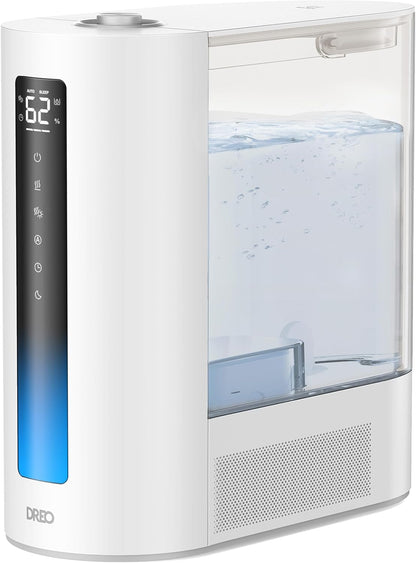 DREO 6L Smart Warm & Cool Mist Humidifiers for Bedroom HM713S | 60-Hour Quiet Runtime for Large Room, 500ML/HR Output, Smart Humidity Sensor, Indicator Light, Works with Alexa & Google
