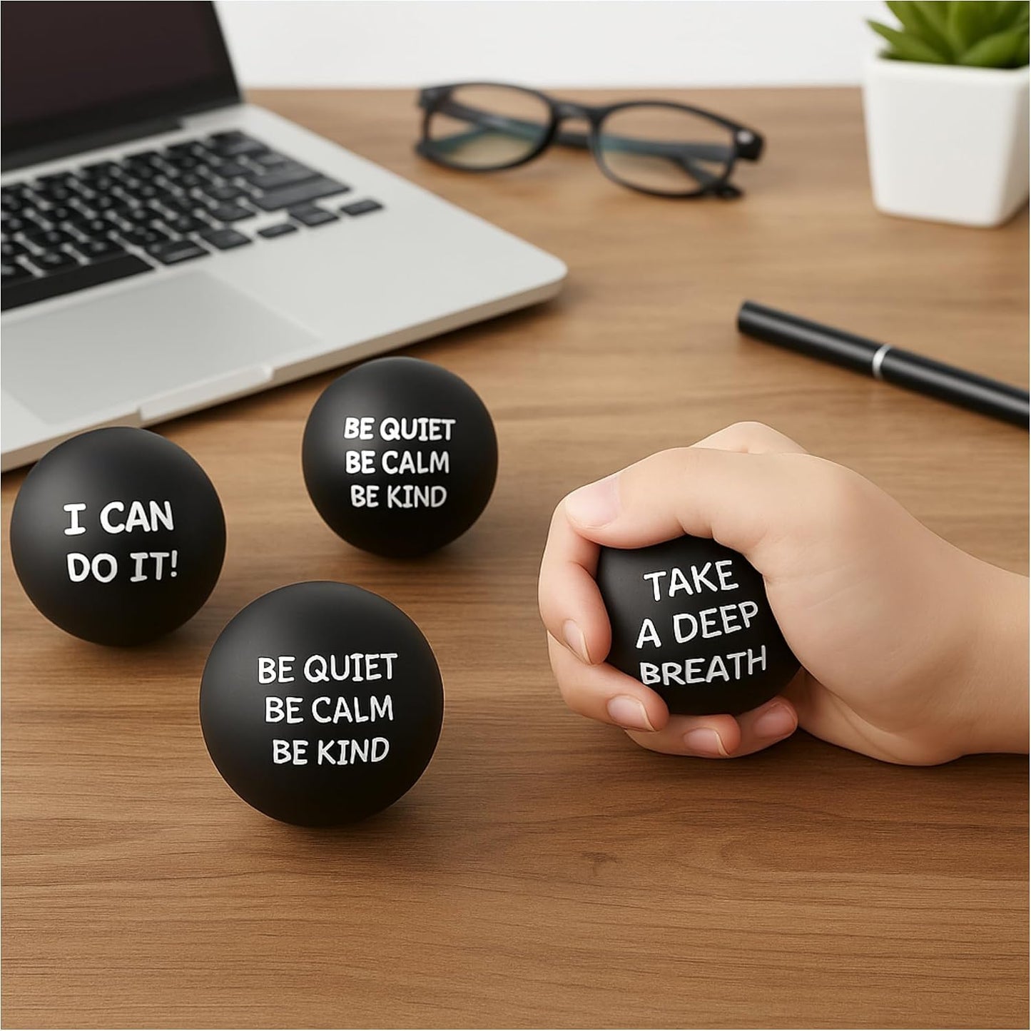 Ceenna 4 Pcs Motivational Balls for Adults Anxiety Relief, Black