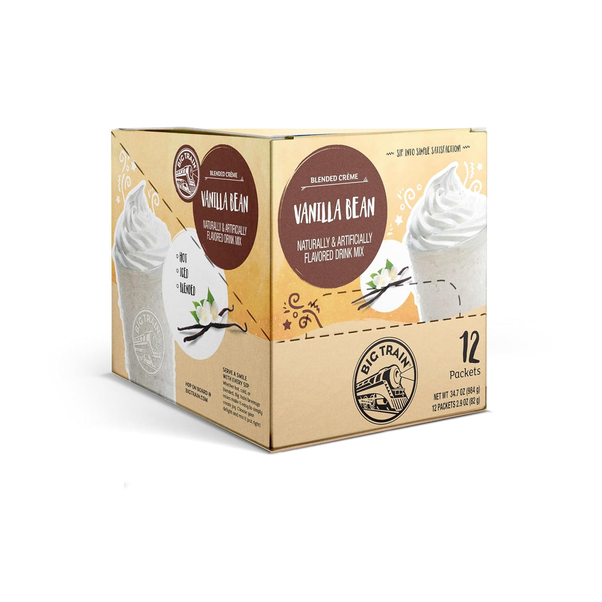 Big Train Spiced Chai Tea Latte Beverage Mix, 2.9 oz Packets (Pack of 12)