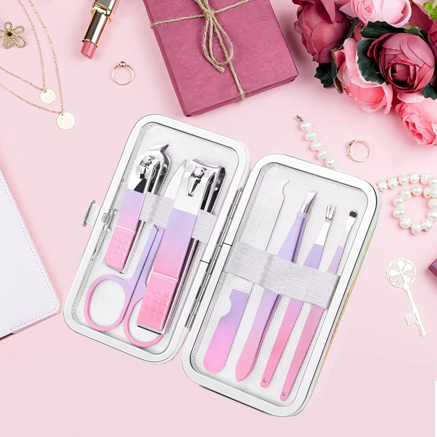 Manicure Set Men Finger and Toe Nail Clippers Set Professional Manicure Pedicure Kit with Travel Case Personal Care Tools Accessories Nail Grooming Kit Gifts for Men Women Father Mother