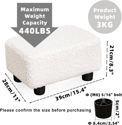 CAROLMADE Small Foot Stool Ottoman Footstool with Legs Under Desk Footrest for Living Room Bedroom and Office,Linen-Grey