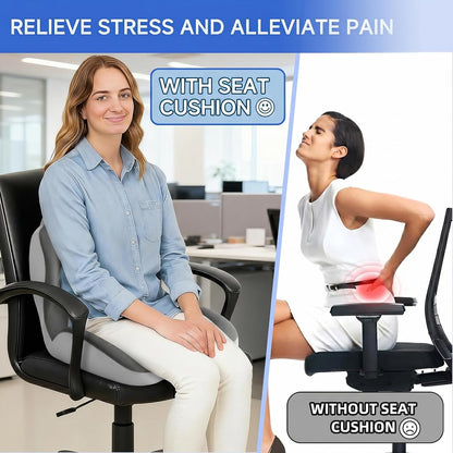 Ergonomic Car Seat Cushion with Lumbar Support, Pressure-Responsive Memory Foam, Enhanced Pelvic Stability for Pressure Relief, Ideal for Long Driving, Office & Home (Gray)