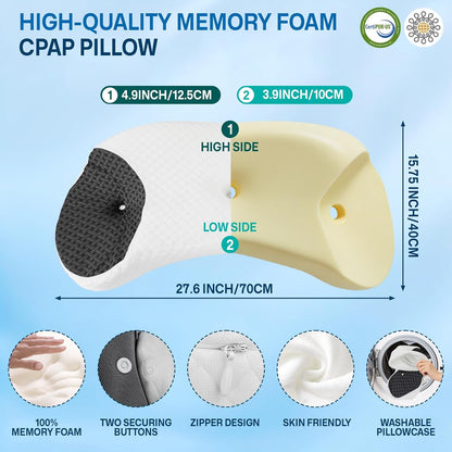 Contour Memory Foam CPAP Pillow for Side & Back Sleepers, Grey