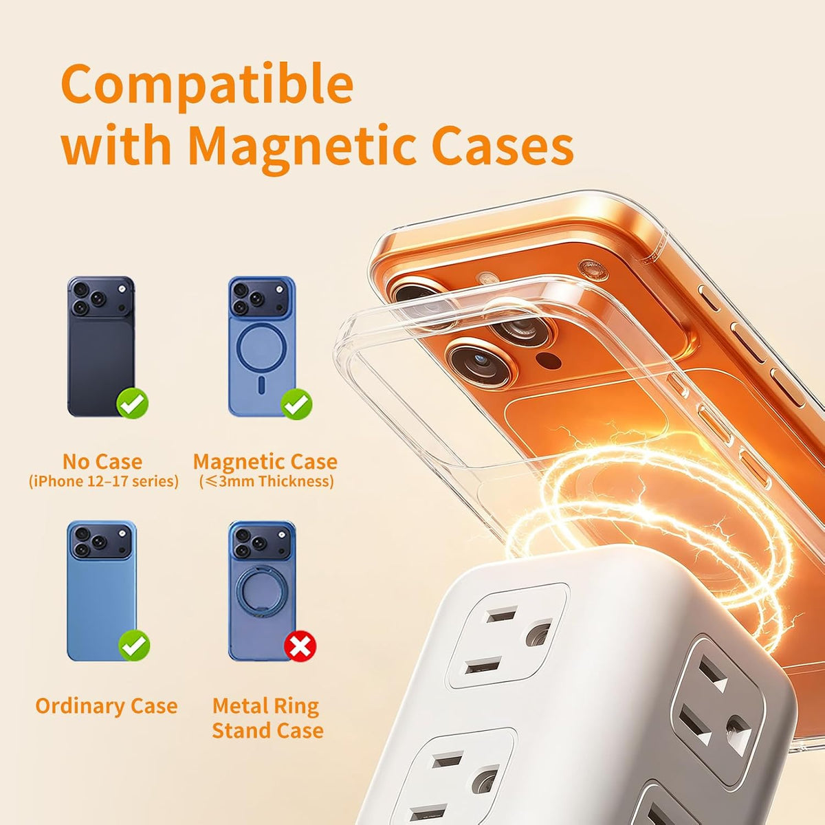 Extension Cord with Multiple Outlets, SMALLRT Power Strip Tower, Outlet Extender with 12 AC Outlets 4 USB, 6.5FT Extension Cord for Home Dorm Room, Office Supplies,Overload Protection