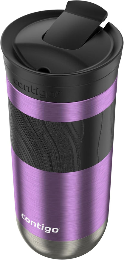 Contigo SNAPSEAL Insulated Stainless Steel Travel Mug with Grip 20oz. Blue Corn Transparent Satin & Midnight Berry