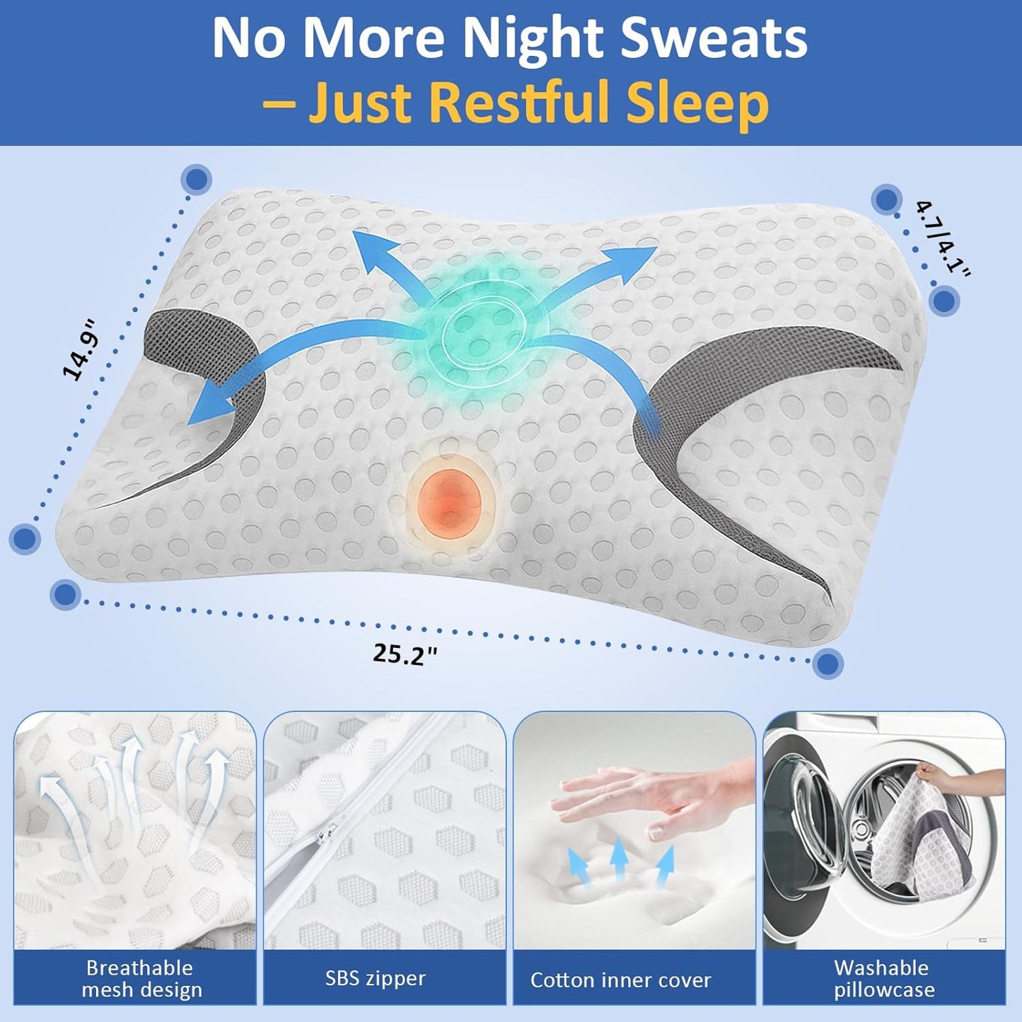IKSTAR CPAP Pillow for Side Sleeper, Sleep Apnea Pillow for Sleeping, CPAP Nasal Pillows Suit for All CPAP Masks User, Cervical Memory Foam Neck Support Pillow Relief Neck Pain for Side Back Sleepers