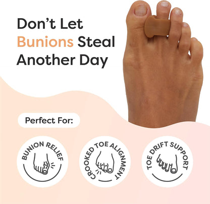 ZenToes Gel Toe Separators for Overlapping Toes, Bunions, Big Toe Alignment, Corrector and Spacer - 4 Pack (White)