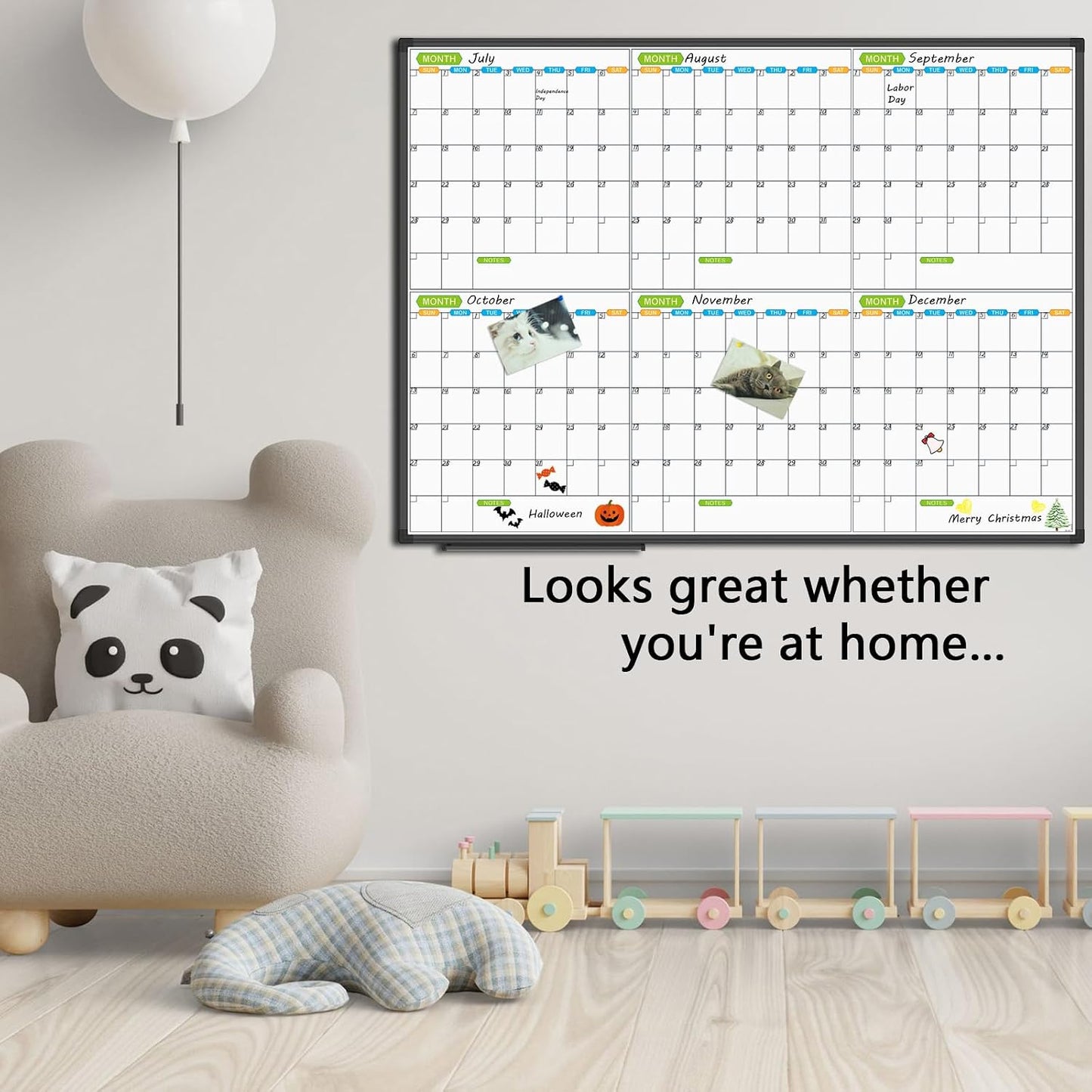 JILoffice Magnetic Dry Erase Calendar Whiteboard, 4 Month White Board Planner 36 X 24 Inch, Black Aluminum Frame Wall Mounted Board for Office Home and School