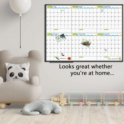JILoffice Magnetic Dry Erase Calendar Whiteboard, 4 Month White Board Planner 36 X 24 Inch, Black Aluminum Frame Wall Mounted Board for Office Home and School