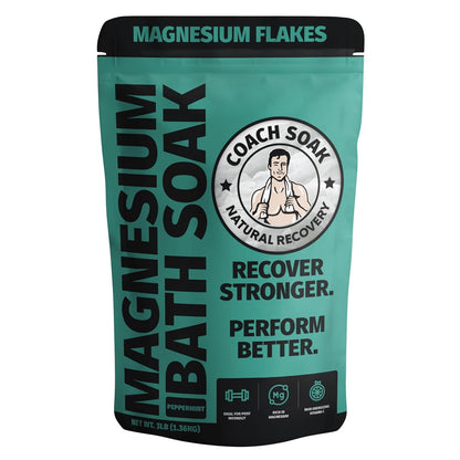 Coach Soak Recovery Bath Soak - Alternative to Epsom Salt Bath Soak - Fast-Absorbing Pure Magnesium Flakes & Dead Sea Salt with 21 Minerals, Bath Salts & Essential Oils - 3 lb, Calming Lavender