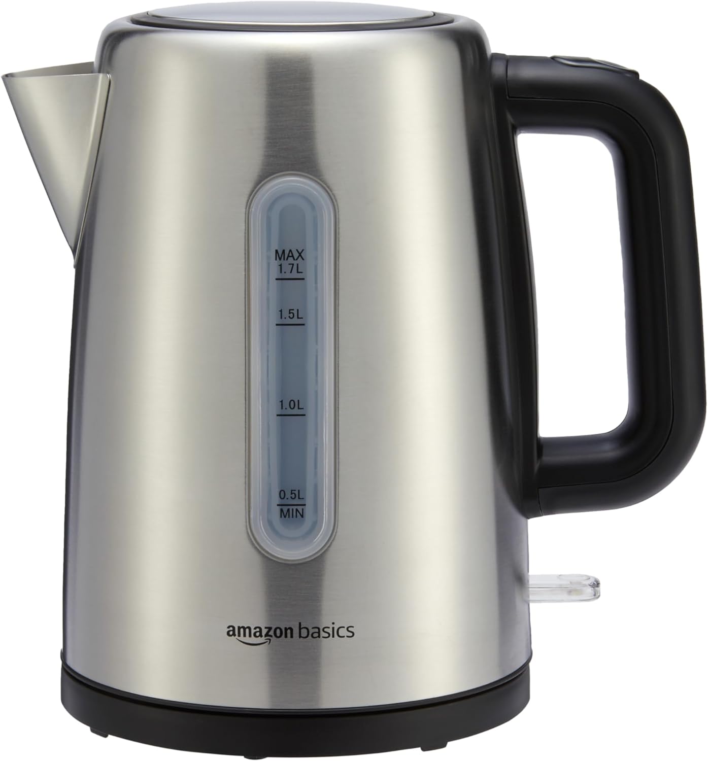 Amazon Basics Electric Kettle with Glass Carafe for Tea and Coffee, BPA-Free, Fast Boiling, Auto Shut-Off, Boil-Dry Protection, Water Level Indicator, 1.7 Liter, 1500W, Black and Silver