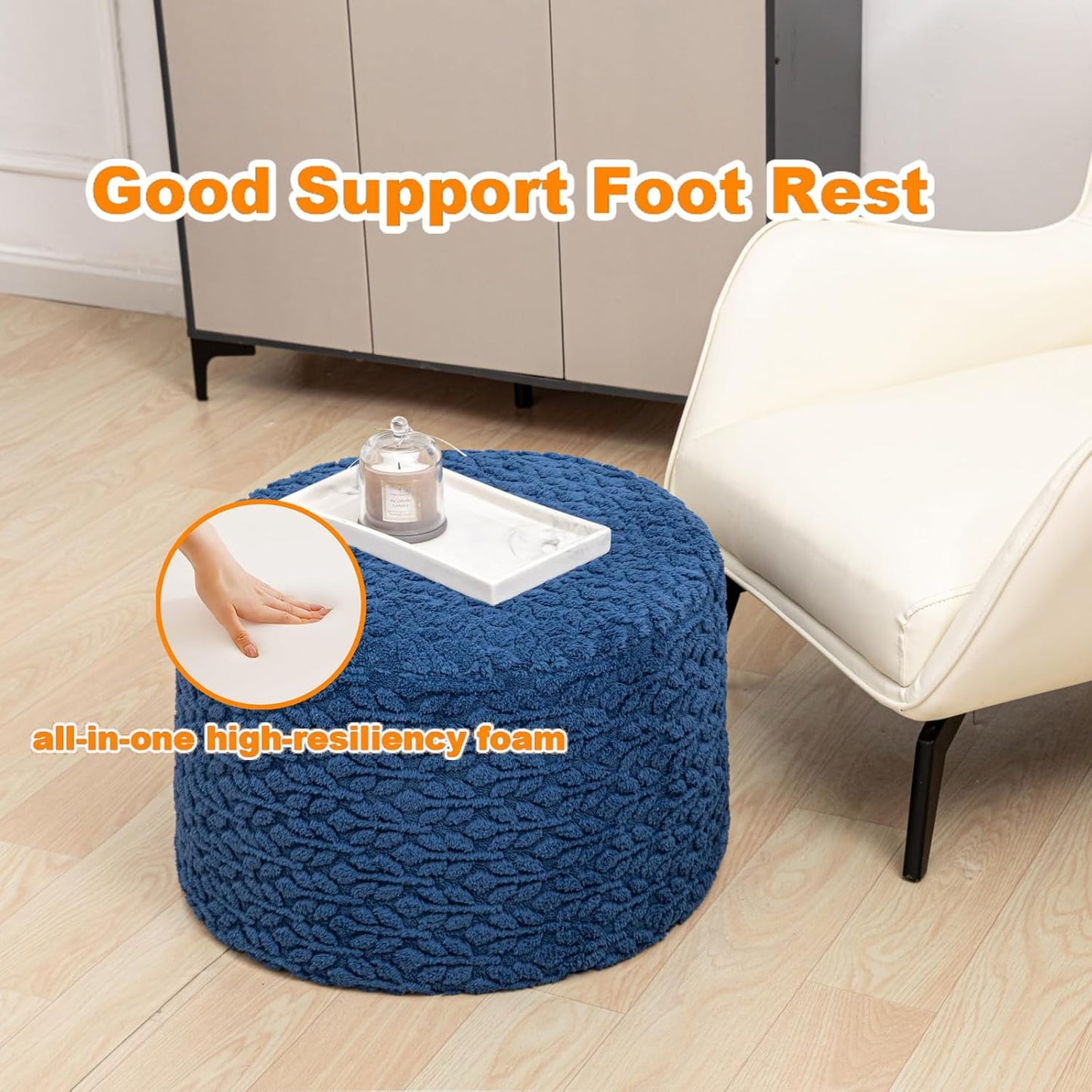 Round Pouf Ottoman 20 x 20 x 14 Inches Boho Poof Home Decor Floor Pouffe Ottoman Foot Rest for Couch Sofa Bean Bag Chairs Living Room Bedroom (Green)