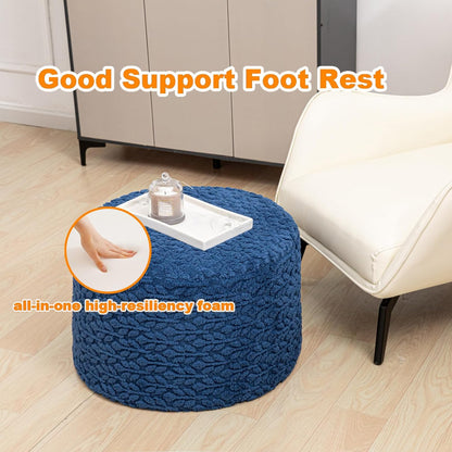 Round Pouf Ottoman 20 x 20 x 14 Inches Boho Poof Home Decor Floor Pouffe Ottoman Foot Rest for Couch Sofa Bean Bag Chairs Living Room Bedroom (Green)