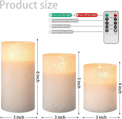 ANGELLOONG Flickering Flameless Candles, Realistic Battery Operated Candles with Remote and Timer, Set of 3 LED Candles for Fall Room Home Wedding Decor Centerpieces Table Party Christmas Decorations