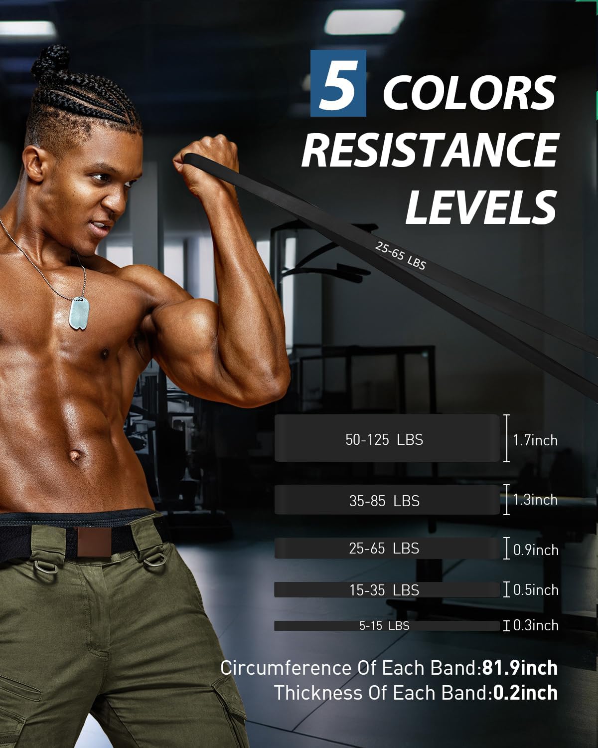 Dapofajo Resistance Bands for Working Out: 5-Level Anti-Snap Silicone Bands