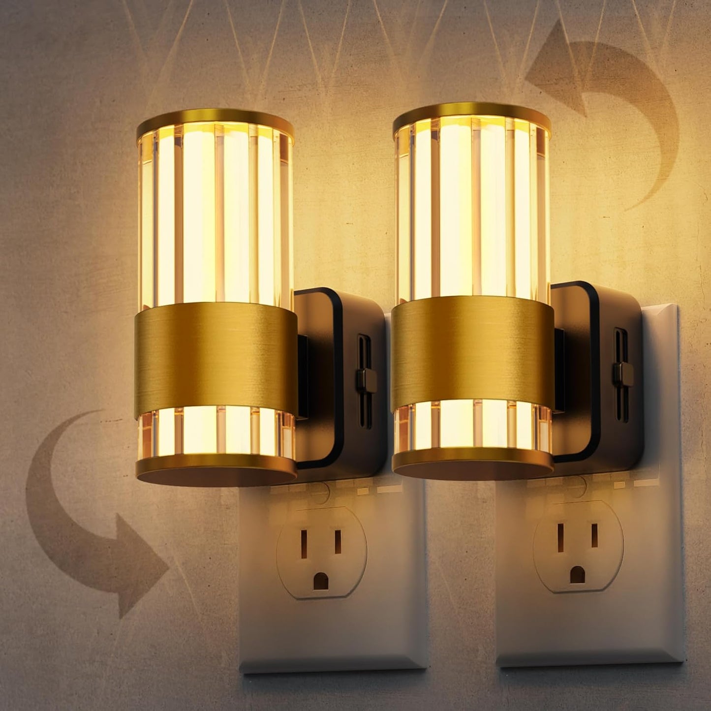 L LOHAS LED Night Light, Dimmable Night Lights Plug into Wall, Automatic Night Lights Plug in with Auto Light Sensor,Adjustable Brightness Amber LED Night Light, for Bedroom Hallway Home Decor