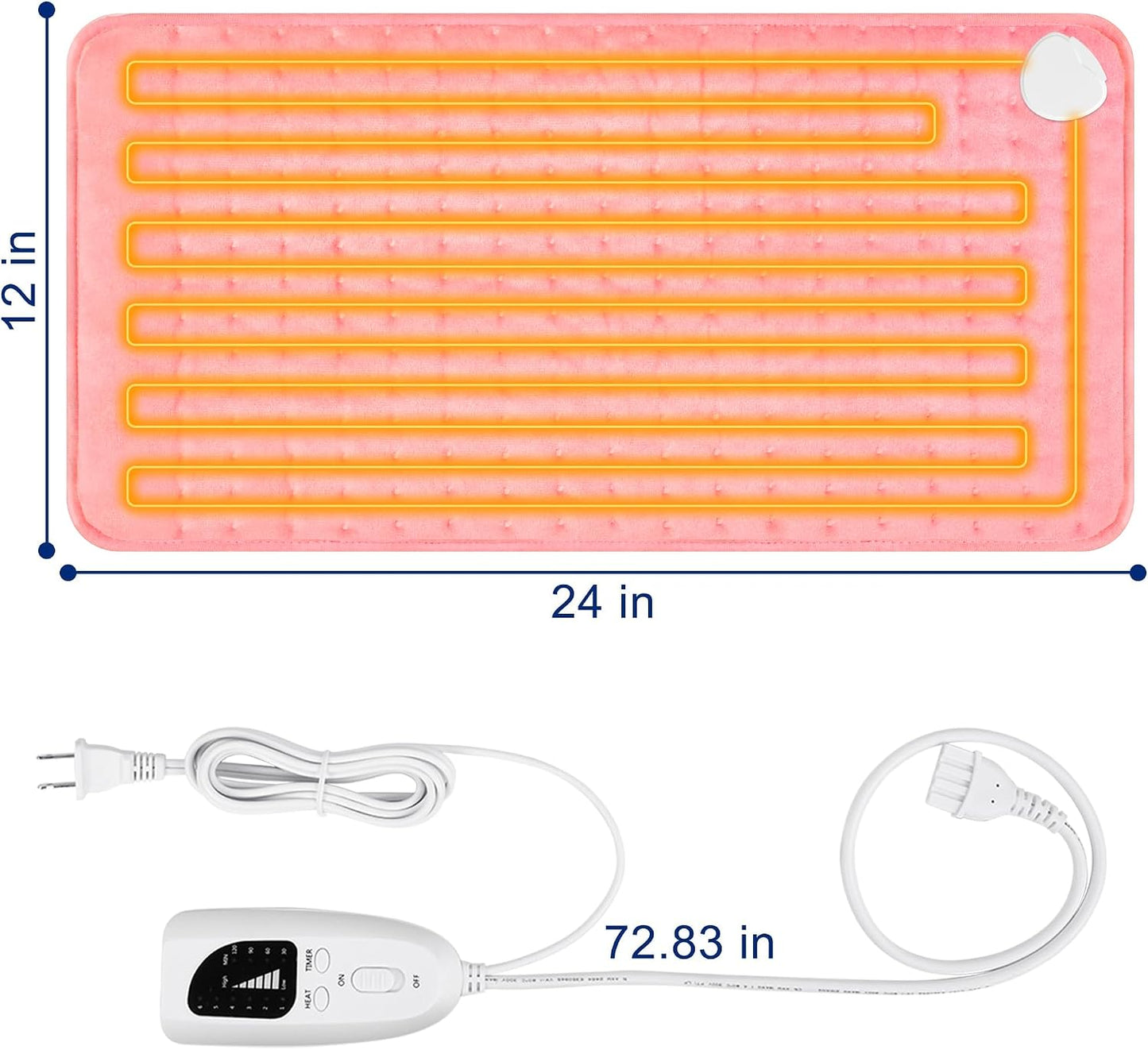 Electric Heating pad with 6 Heat Settings, Auto Shut Off, Dry Electric Heating for Back Neck Knee Arms Legs Shoulder Heat Pads for Christmas Birthday Father Mother's Day (24"X12", Gray Green)