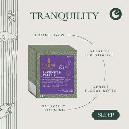 Luxmi Estates Lavender Valley Lavender Tea (25 Tea Bags) Low Caffeine Tea Bags, With Darjeeling Makaibari White Tea