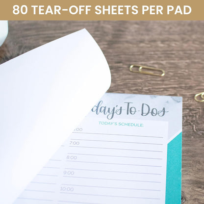 bloom daily planners Undated Daily Timed to-Do List Pad - Tear Off Planning Sheets - 6" x 9" - Color Blocking Marble