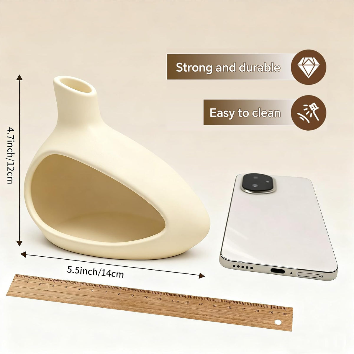Palo Santo Holder, Ceramic Incense Burner for Sticks Sage Holders Cone Burning Smudge Bowl with Ash Brush for Meditation Yoga Spa Room Decor (White)