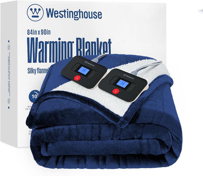 Westinghouse Heated Throw Blanket, Electric Blanket Throw with 6 Heating Levels and 2-10 Hours Time Settings, Flannel to Sherpa Super Cozy Heated Blanket Machine Washable, 50x60 inch, Charcoal