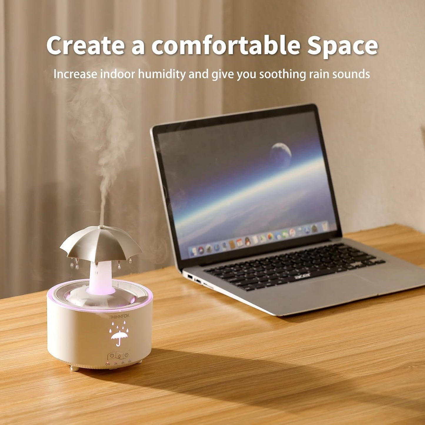 Humidifiers for Bedroom,Aromatherapy Essential Oils Diffuser | 7 Colors Breathing LED Light,Rotating Umbrella Rain Drops,12 hours of Continuous Mist, Ideal Holiday Gifts for Home Office