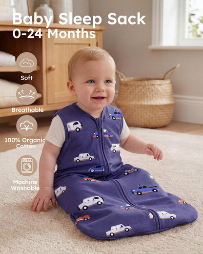 Yoofoss Baby Sleep Sack Baby Wearable Blanket 100% Cotton 2-Way Zipper Toddler Sleeping Sack