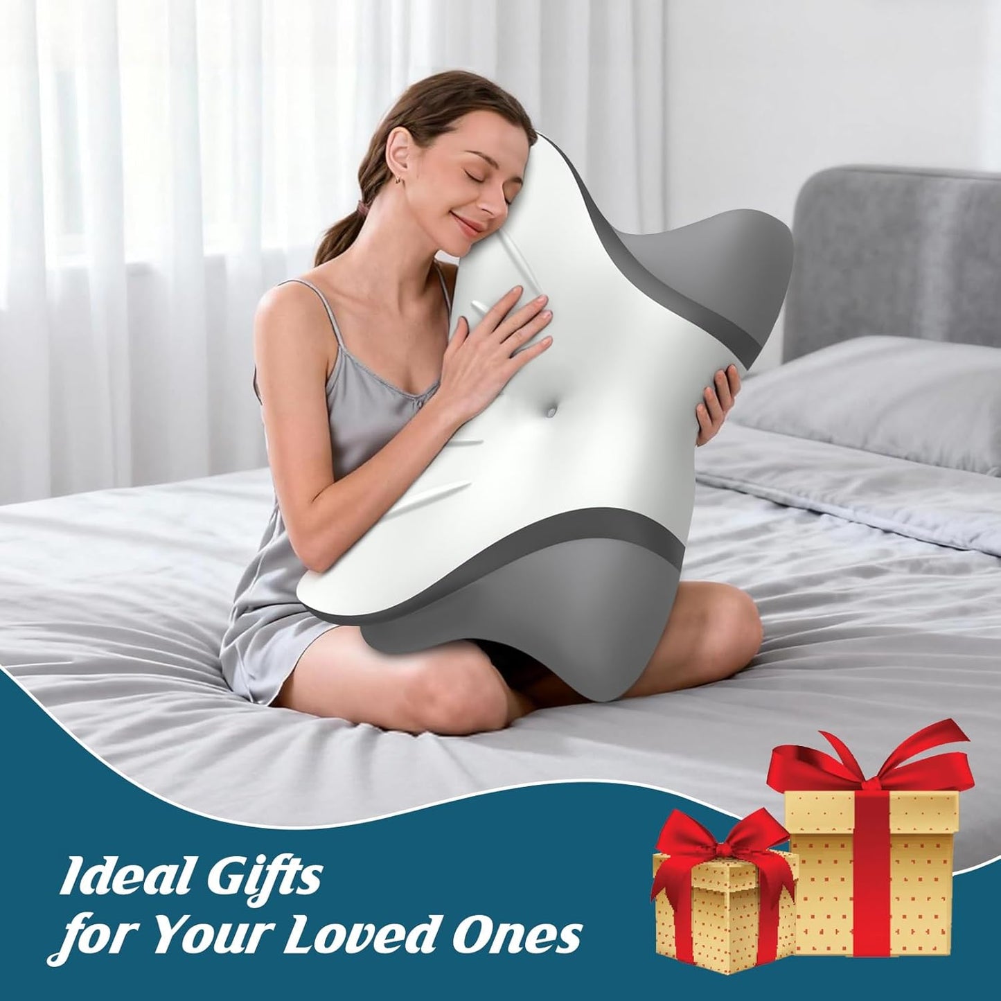 Cervical Neck Pillow for Pain Relief, Bed Pillows for Sleeping, Ergonomic Cooling Pillow, Orthopedic Contour Pillow for Side Back Stomach Sleepers,Neck Support Memory Foam Pillows with Pillow Covers