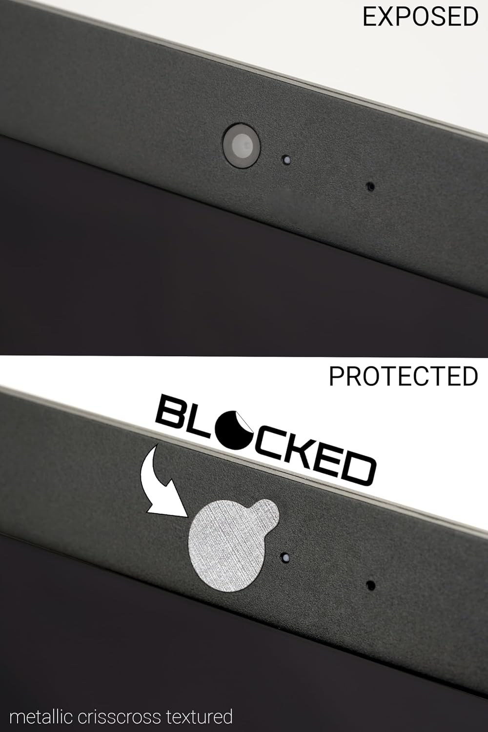 Blocked Original Vinyl Webcam Cover Stickers | Restickable & Stackable Privacy Covers | for All Camera-endable Devices | 3-Sizes | 57 Black Tabbed (Muted Matte)