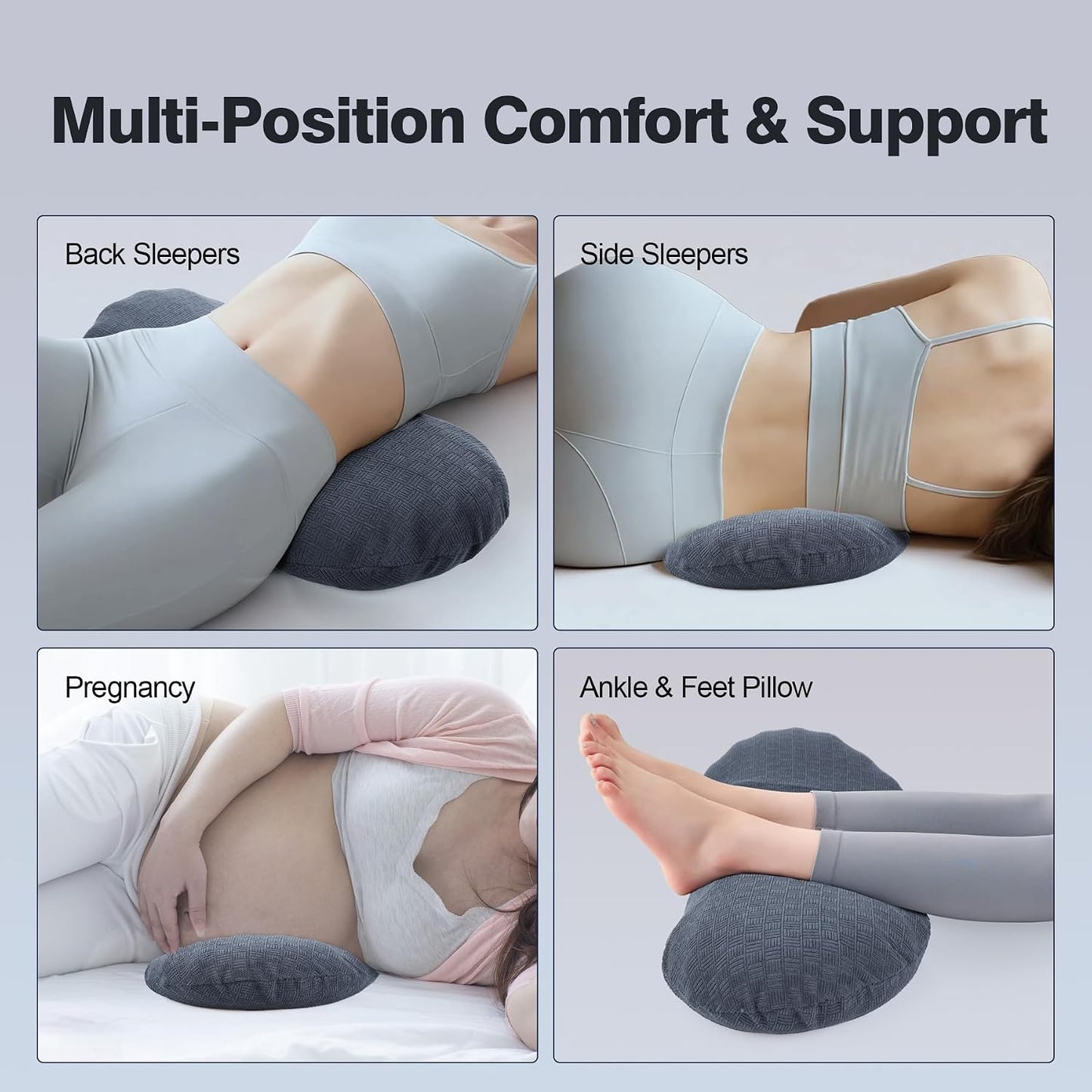 COMFYTHERA Lumbar Support Pillow for Sleeping Memory Foam Lumbar Support Cushion for Lower Back Pain Relief, Back Support Bed Pillow Waist Support (Dark Blue, Large)