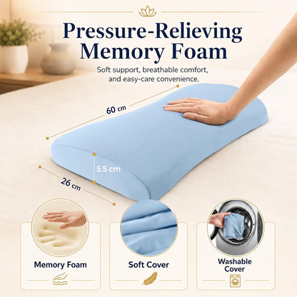 Lumbar Support Pillow for Bed Relief Back Pain: Lower Back Pillow for Sleeping - Memory Foam Waist Pillow - Back Wedge Bolster Pillow for Side, Back&Stomach Sleepers - Bed Rest Pillow for Car, Sofa