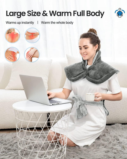 RENPHO Fathers Day Dad Gifts, Electric Heating Pad - 6 Heat Levels for Neck Shoulder and Back, Birthday Gifts for Women Men, Weighted Pad for Snug Fit, ETL Certified, FSA Eligible, 24"x33" Gray