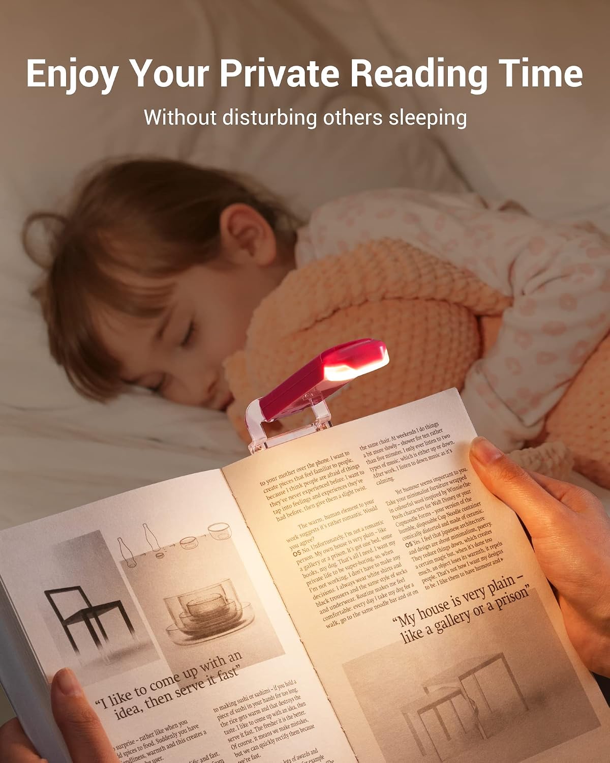 DEWENWILS USB Rechargeable Book Light for Reading in Bed, LED Book Reading Lights with Clip, Perfect for Bookworms, Kids, Warm White, Brightness Adjustable (Blue)