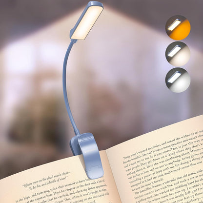 Glocusent 13 LED Reading Lights for Books in Bed, Eye-Caring Rechargeable Book Light 3 Amber Colors & Stepless Dimming, 120 Hrs Runtime, Travel Clip on Reading Lamp, Gifts for Book Lover Men Women Kid