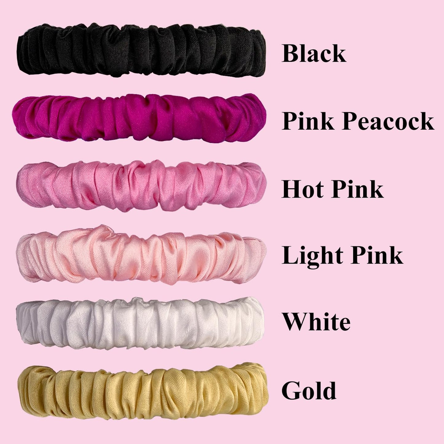 VLOMOT 6 Pcs Set 100% Pure Mulberry Silk Hair Scrunchies - 6 Chic Colors Everyday Skinny Scrunchies Silk Ponytail Holders - No Damage (Purple)