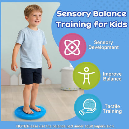 Wiggle Seat Cushion,Fimeetoy Sensory Spinning Chair,ADHD Tools for Kids,Flexible Seating Classroom & Home,Inflatable Wobble Balance Disc-Blue