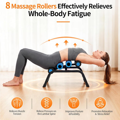 Mini Inversion Table with Rollers, Spinal Decompression Table Rollers | Back Extension Machine for Back Pain Relief, Easy to Assemble & 297 Weight Capacity, Home Gym Equipment