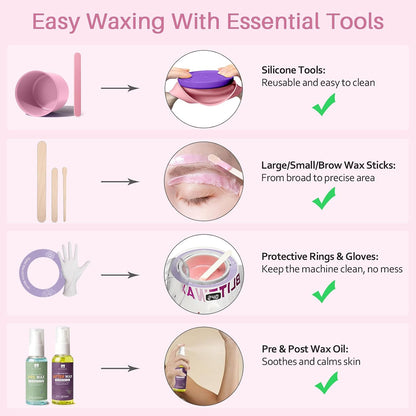 BLITZWAX Brazilian and Bikini Waxing Kit for Women, Hard Wax Warmer for Face, Legs and Body, At Home Hair Removal Kit, Beginner Friendly, Digital Fast Heating, 51 Wax Items