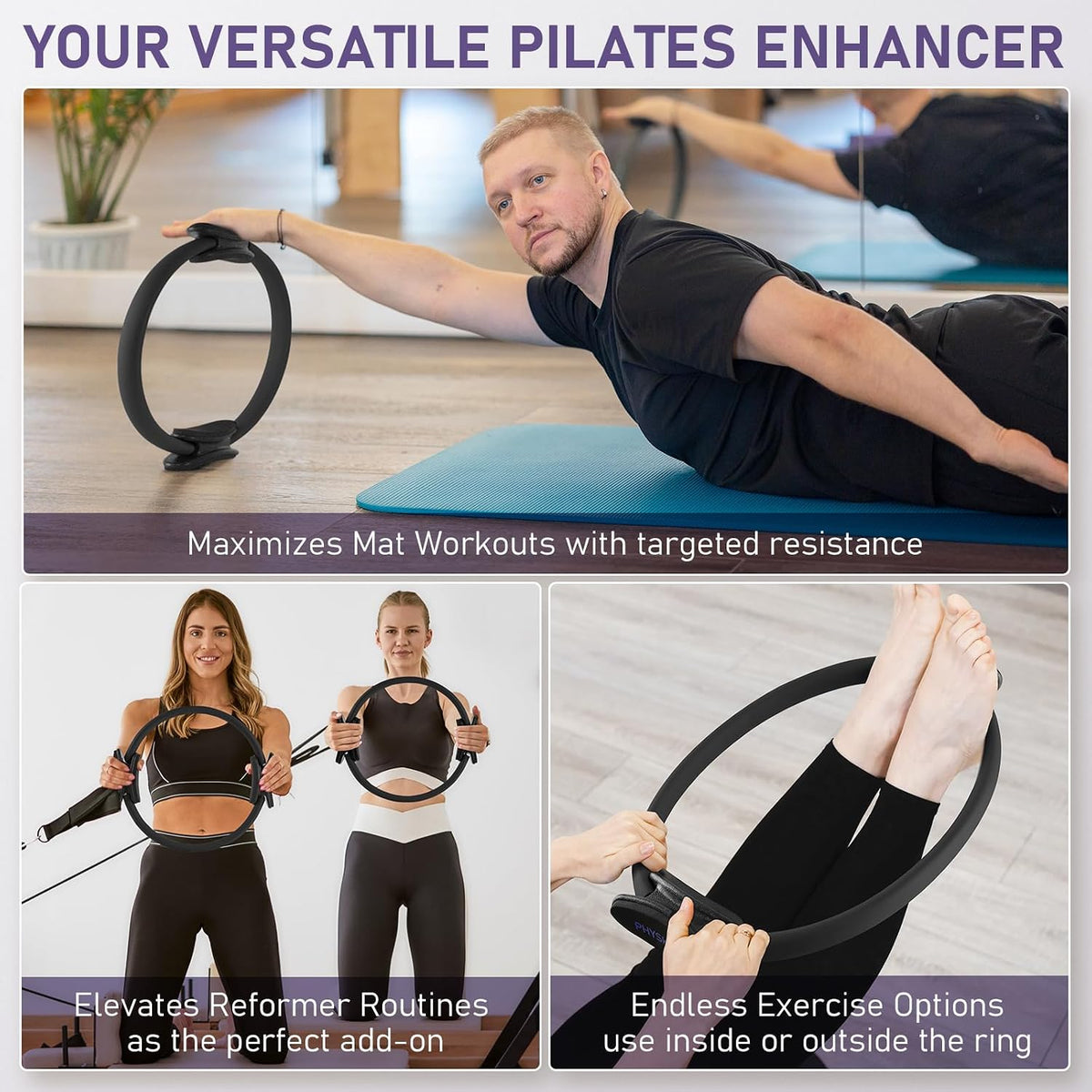 PhysKcal Pilates Ring, 15-Inch Magic Circle with Thick Padded Handle