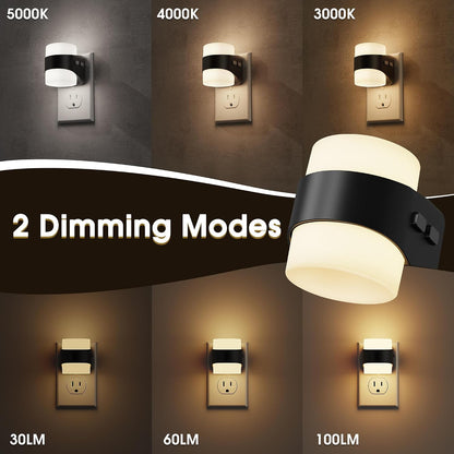 Briignite Night Light, Night Lights Plug into Wall, Soft White LED Nightlight for Kids, Adjustable Brightness 0-100LM, Dusk to Dawn Sensor, Soft Light for Bedroom, Hallway, Nursery, 2 Pack