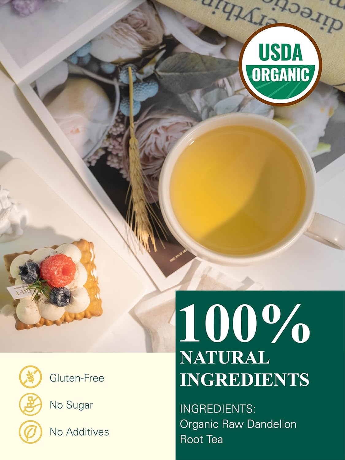 GLDNT Organic Milk Thistle Tea, Natural Organic Milk Thistle Seed Herbal Tea, Mild & Mellow Taste, Caffeine Free, 100 Count